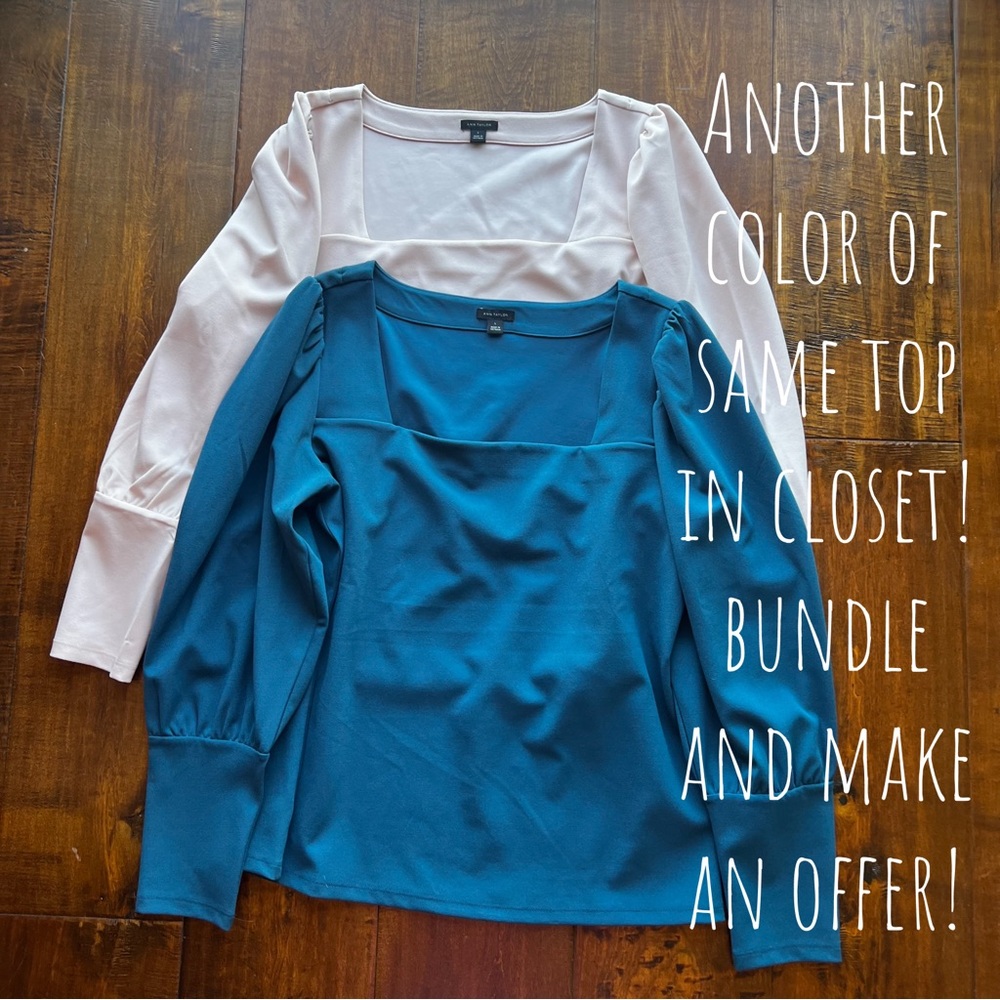 NWOT Ann Taylor Teal Square Neck Blouse - Picture 3 of 4